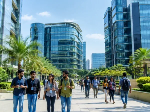 Hyderabad IT park technology towers where Indian enterprise web and cloud platforms operate.