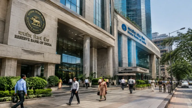 Reserve Bank of India and public sector banking headquarters tower with Indian banking technology professionals.