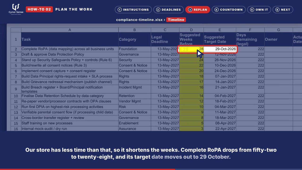Still from the how-to 02 video: A suggested target date is calculated from each legal deadline.
