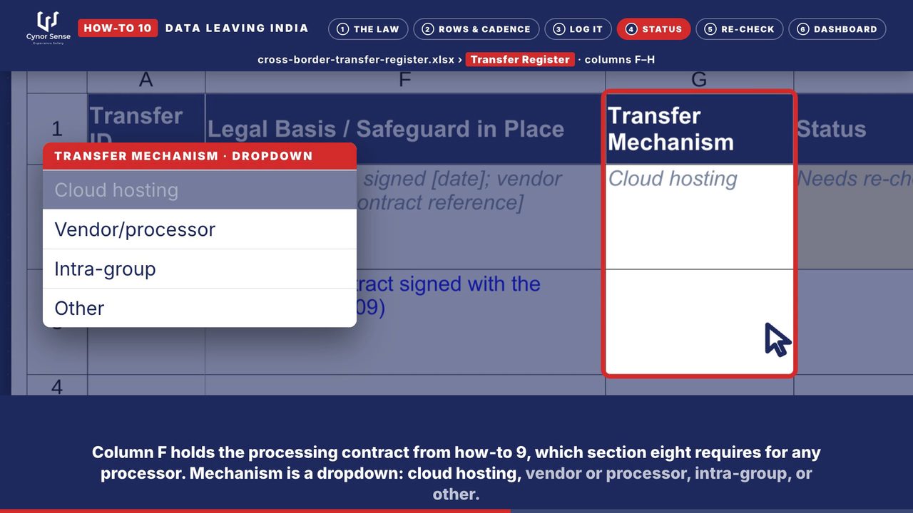 Still from the how-to 10 video: Transfer Mechanism is a dropdown.